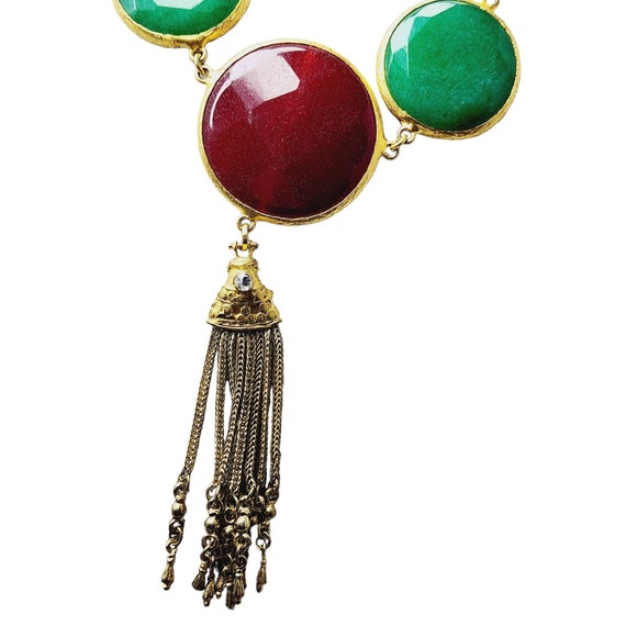 Unusual Faceted Spinal Tourmaline Disc Tassel Necklace (A1437) View 3