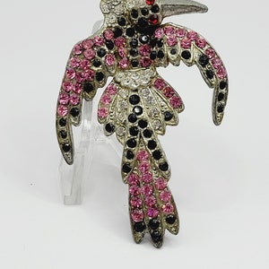 Art Deco Paste Stone Pot Metal Bird Figural Brooch (A191)