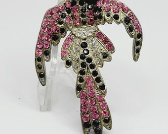 Art Deco Paste Stone Pot Metal Bird Figural Brooch (A191)