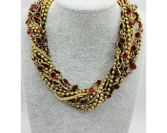 Signed Sugar NY NOS Faux Crystal Multistrand Necklace (A315)