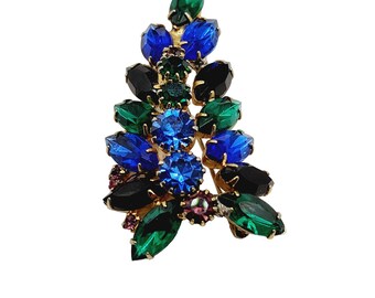 Vintage Dimensional Rhinestone Leaf Brooch (A543)