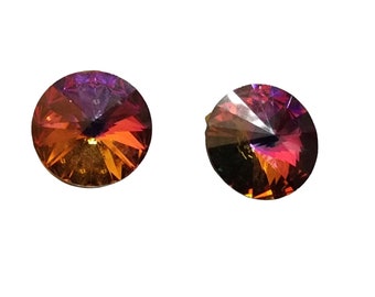 Stunning Weiss Pink Rivoli Glass Studded Earrings (A4594)