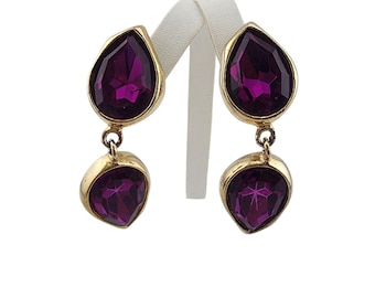 Vintage 80s Acrylic Large Faceted Clip Earrings (A3391)