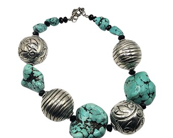 Vintage Chunky Stone Crystal Necklace (A5048)