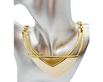 Vintage Signed Monet Runway Haute Couture Enamel Modernist Collar Necklace A2600