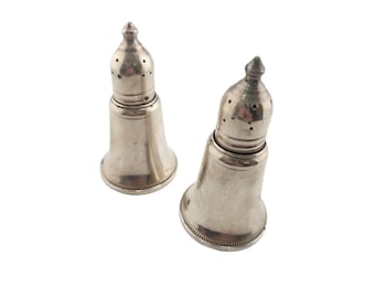 Pair Of Vintage Signed Duchin Creation Sterling Weighted Glass Lined Salt Pepper