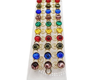 Vintage Glass Bezel Set Czech? Wide Bracelet (A487)