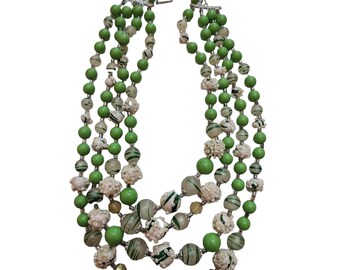 Vintage Marked Japan 4 Strand Acrylic Necklace (A2196)