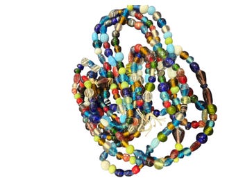 Vintage 3 Attached Strands Of Assorted Glass Beads (A8843)