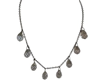 Art Deco Clear Crystal Briolette Necklace (A8755)