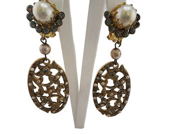 Vintage Unique Rhinestone Earrings (A3460)