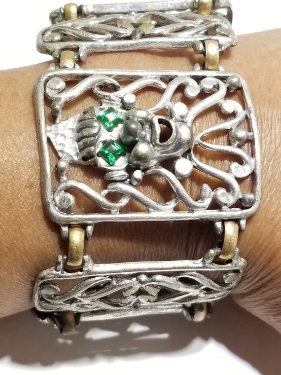 Rare vintage signed Sellini clown panel bracelet