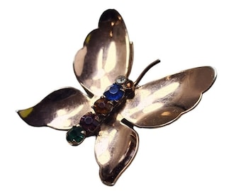Vintage Signed Coro Craft Sterling Butterfly Brooch (A3083)