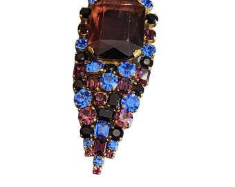Vintage Huge Signed Rhinestone French? Brooch (A2695)