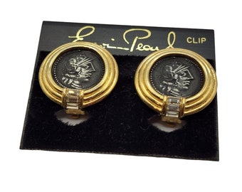 Erwin Pearl Signed NOS Coin Earrings (A448)