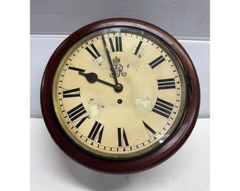 Antique GVR Public Service Fusee Grimshaw & Baxter Wall Dial Clock