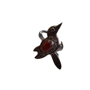 Vintage Sterling (925) Signed Marcasite Bird Ring Size 5.5 (A2420)
