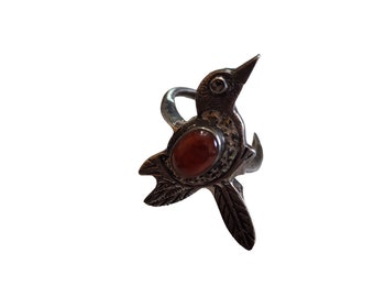 Vintage Sterling (925) Signed Marcasite Bird Ring Size 5.5 (A2420)