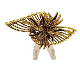Vintage Signed Rare Oscar De La Renta Enamel Rhinestone Pave Brooch (A563)