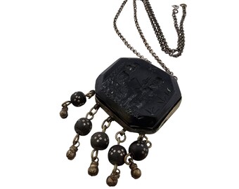 Vintage Middle Eastern Carved Resin & Dangle Beads Necklace (A3282)