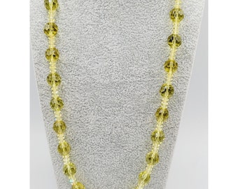 Art Deco Jonquil Yellow Faceted Crystal Necklace (A261)