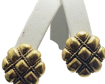 Vintage YSL Textured Pierced Earrings (A2206)