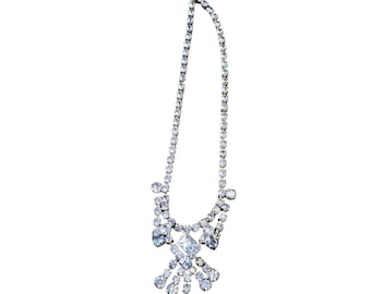 Vintage Blue Rhinestone Necklace (A2922)