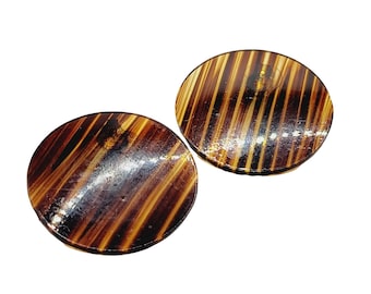 Vintage Lucite Striped Clip Earrings (A308)