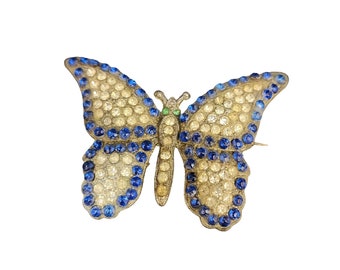 Antique Pot Metal & Paste Butterfly Brooch (A4037)