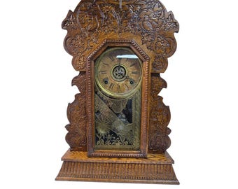 Antique William Gilbert Tiger Oak Shelf Clock