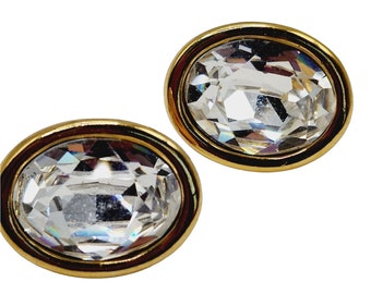 Vintage Signed Napier Faceted Glass Earrings (A1244)