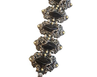 Vintage Acrylic Elaborate Panel Bracelet (A2588)