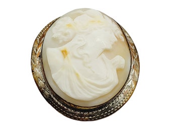 Antique Victorian 10kt Tested Shell Cameo Brooch (A297)
