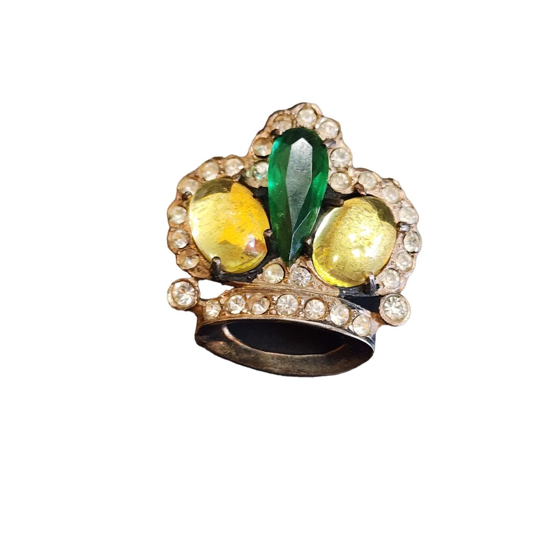 aco♡ Vintage Signed Sterling Rhinestone Crown Brooch (A2694) - Etsy