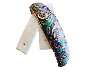 Vintage Enameled Tin Bangle Bracelet (A2167)