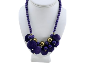 Vintage Colored Wood Cha Cha Necklace (A8272)