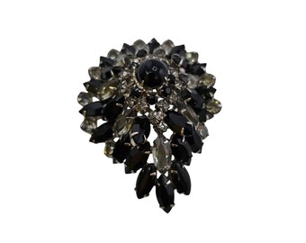 Unsigned Unique Large 2 Tone Rhinestone Brooch (A7666)