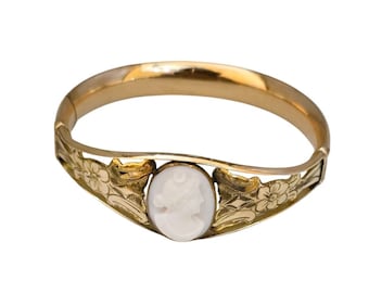 Antique Exceptional Signed W&SB Gold Filled Shell Cameo Bracelet (A8201)