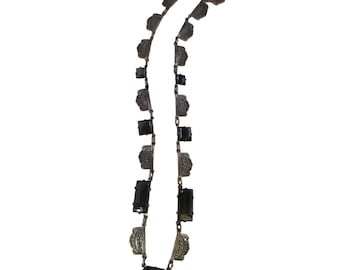 Antique Art Deco & Hematite Glass Necklace (A5760)