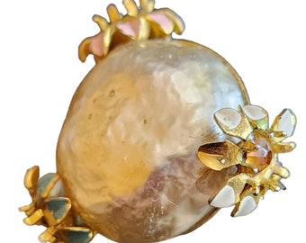 Vintage Faux Pearl And Enamel Scatter Brooch (A1871)