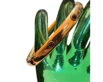 Antique Victorian Gold Filled & Glass Stone Bangle Bracelet (A8778)