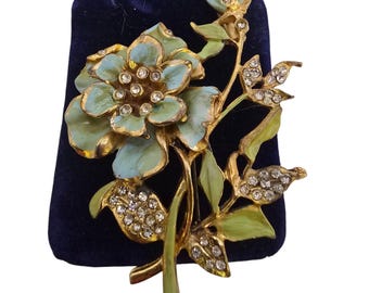 Antique Stunning Rare Enamel Flower Perfume Bottle Brooch (A8905)