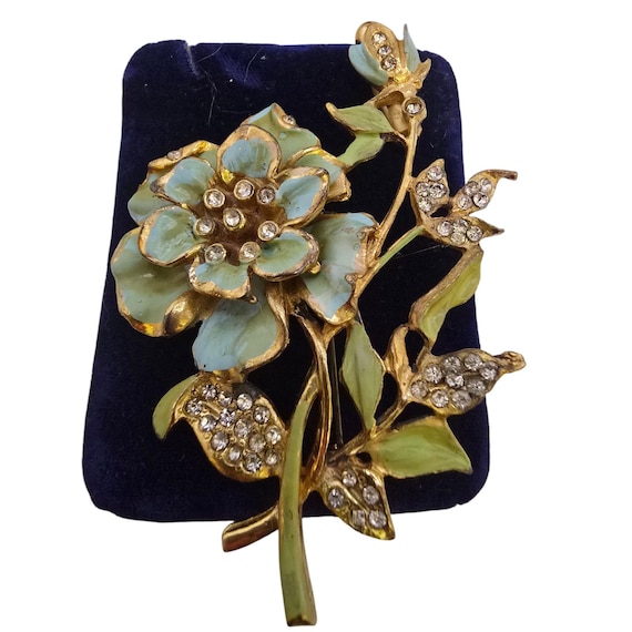 Antique Enamel Flower Perfume Bottle Brooch