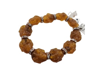 Vintage Topaz Resin Buddha Bracelet NOS (A4339)