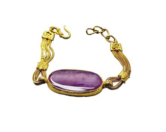 Vintage Spinal Faceted Bracelet with Turtles (A1438)