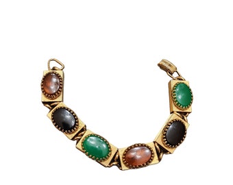 Vintage Unsigned Acrylic Panel Bracelet (A3933)