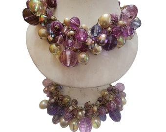 Spectacular Vintage Acrylic Chacha Necklace and Bracelet Set (A4621)