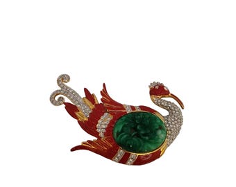 Contemporary Faux Peking Resin Acrylic Swan Brooch (A5342)
