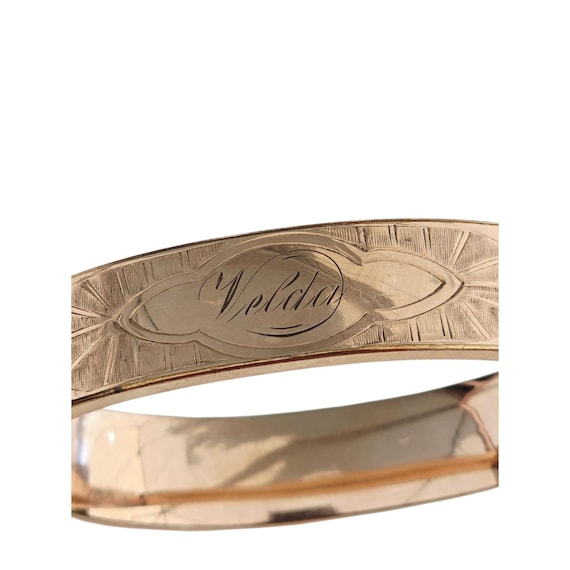 Antique FMCO 1/20th Gold Filled Decorative Bangle W/ Velda or Antique FMCO 1/20th Gold Filled Decorative Bangle W/ Velda or