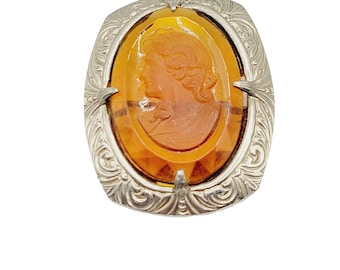 Art Deco 20's Intaglio Glass Cameo Brooch (A344)
